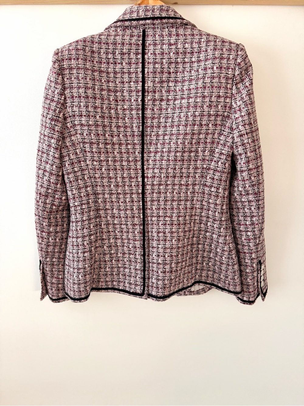 VERONICA BEARD | Theron Tweed Double Breasted Blazer Jacket Pink Black Trim Sz 6 - Picture 8 of 12